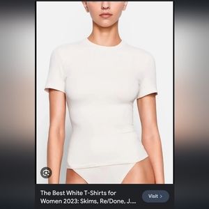 NWT- SKIMS Terry Lounge Crewneck Tee- Color Snow- Size S/M